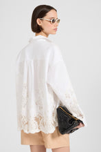 Load image into Gallery viewer, Boxy Cotton Poplin Shirt with Rebrodé Lace
