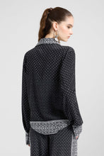 Load image into Gallery viewer, Crepe De Chine Silk Shirt with Scarf Print And Crystals
