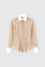Load image into Gallery viewer, Beige And White Prince of Wales Technical Georgette Shirt
