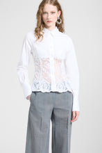 Load image into Gallery viewer, Bustier-Effect Shirt in Cotton Poplin And Embroidered Tulle

