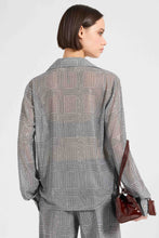 Load image into Gallery viewer, Regular-Fit Prince of Wales Technical Georgette Shirt with Crystals
