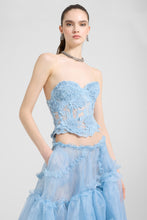 Load image into Gallery viewer, Structured Rebrodé Lace Bustier Top – Light Blue
