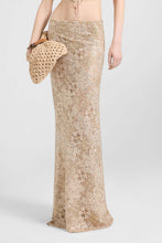 Load image into Gallery viewer, Long Spiral Skirt in Maiolica Lace with Tone-On-Tone Hand-Applied Crystals
