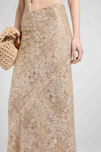 Load image into Gallery viewer, Long Spiral Skirt in Maiolica Lace with Tone-On-Tone Hand-Applied Crystals
