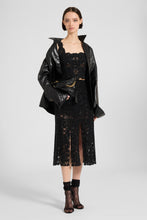 Load image into Gallery viewer, Midi Skirt with Slits in Maiolica Lace And Crystals
