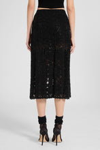 Load image into Gallery viewer, Midi Skirt with Slits in Maiolica Lace And Crystals
