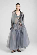Load image into Gallery viewer, Asymmetric Balloon Skirt in Grey Technical Organza with Prince of Wales Print
