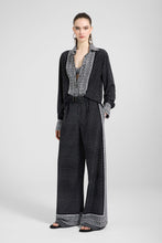 Load image into Gallery viewer, Bandana Print Silk Palazzo Trousers with Hand-Applied Crystals
