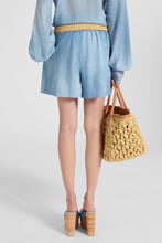 Load image into Gallery viewer, Regular Fit Shorts in Denim Print Marocain
