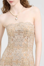 Load image into Gallery viewer, Midi Bustier Dress in Tulle with Maiolica Embroidery And Crystals
