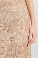 Load image into Gallery viewer, Fitted Long Dress in Maiolica Lace with Crystals

