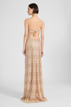 Load image into Gallery viewer, Fitted Long Dress in Maiolica Lace with Crystals
