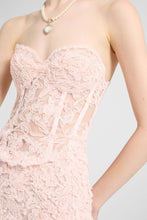 Load image into Gallery viewer, Stripeless Bustier Dress in Rebrodè Lace
