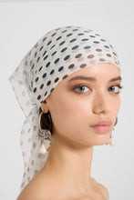 Load image into Gallery viewer, Square Silk Scarf with Black Polka Dots On White Background
