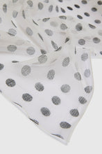 Load image into Gallery viewer, Square Silk Scarf with Black Polka Dots On White Background
