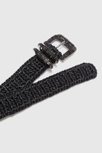 Load image into Gallery viewer, Black Raffia Belt with Jewel Buckle And Loops
