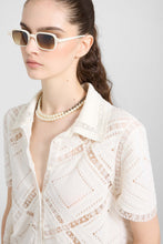 Load image into Gallery viewer, Short-Sleeve Knit Shirt with Valenciennes Lace
