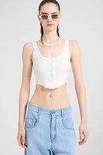 Load image into Gallery viewer, Ribbed Viscose-Blend Tank Top with Central Buttons
