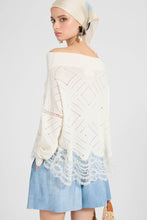 Load image into Gallery viewer, Long-Sleeve Sweater in Cotton, Silk And Lace
