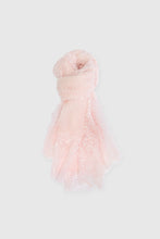 Load image into Gallery viewer, Light Pink Pure Cashmere Stole with Fine Rebrodé Lace Trim
