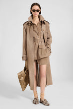Load image into Gallery viewer, Technical Georgette Trench with Denim Print
