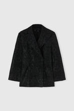 Load image into Gallery viewer, Double-Breasted Jacket in Lace Bonded with Chiffon with Hand-Applied Crystals
