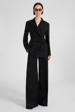 Load image into Gallery viewer, Double-Breasted Jacket in Lace Bonded with Chiffon with Hand-Applied Crystals
