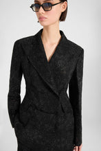 Load image into Gallery viewer, Double-Breasted Jacket in Lace Bonded with Chiffon with Hand-Applied Crystals
