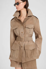 Load image into Gallery viewer, Sahariana in Technical Georgette with Silk Chiffon And Nappa Belt

