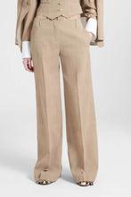 Load image into Gallery viewer, Wide-Leg Trousers in Technical Georgette with Glen Check Print – Beige
