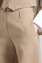 Load image into Gallery viewer, Wide-Leg Trousers in Technical Georgette with Glen Check Print – Beige
