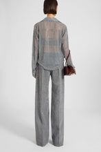 Load image into Gallery viewer, Wide-Leg Trousers in Technical Georgette with Glen Check Print And Hand-Applied Crystals
