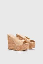 Load image into Gallery viewer, Nude Smooth Nappa Wedge Open Toe Sandal
