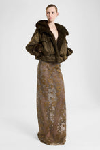 Load image into Gallery viewer, Short oversized Green Loden parka with mink-trimmed hood

