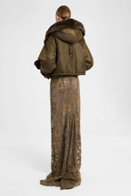 Load image into Gallery viewer, Short oversized Green Loden parka with mink-trimmed hood
