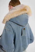 Load image into Gallery viewer, Cropped tailored wool and cotton parka with shearling collar
