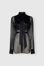 Load image into Gallery viewer, Silk chiffon crêpon shirt with couture bib detail
