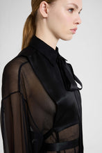 Load image into Gallery viewer, Silk chiffon crêpon shirt with couture bib detail

