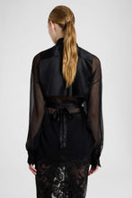Load image into Gallery viewer, Silk chiffon crêpon shirt with couture bib detail
