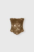 Load image into Gallery viewer, Loden green embroidered tulle corset with rebrodé lace
