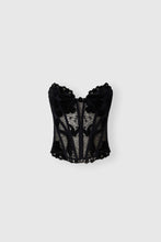 Load image into Gallery viewer, Tulle bustier with lace and astrakhan details
