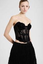 Load image into Gallery viewer, Tulle bustier with lace and astrakhan details
