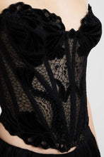 Load image into Gallery viewer, Tulle bustier with lace and astrakhan details
