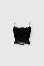 Load image into Gallery viewer, Astrakhan-effect velvet bustier top with embroidered tulle details
