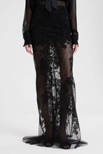 Load image into Gallery viewer, Long tulle pencil skirt with tone-on-tone embroidered lace and crystals
