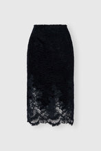 Load image into Gallery viewer, Astrakhan-effect velvet midi pencil skirt with embroidered tulle details
