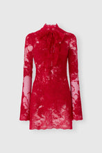 Load image into Gallery viewer, Short shirt dress in tulle with exclusive lace embroidery and hand-applied Rebrodé appliqués
