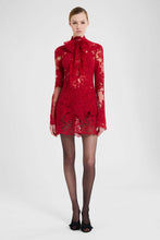 Load image into Gallery viewer, Short shirt dress in tulle with exclusive lace embroidery and hand-applied Rebrodé appliqués
