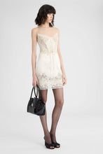 Load image into Gallery viewer, Short silk satin lingerie dress with Rebrodé lace
