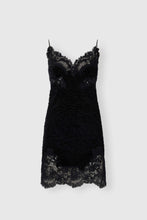 Load image into Gallery viewer, Short slip dress in astrakhan-effect fabric with Rebrodé embroidery
